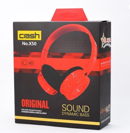 Wired Headset Crash X50, Over-ear Headphones with Built-in Mic, powerful sound, and all-day comfort. Ideal for gaming, music & calls. Compatible with PC, laptops & consoles (White)