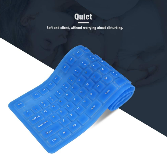 108 Keys USB Silicone Flexible Foldable Keyboard Silent Portable Roll-Up for Laptop Desktop Plug Play