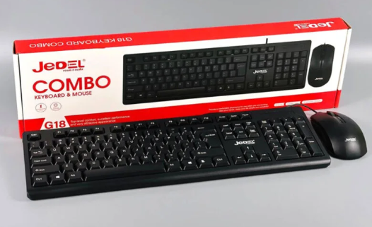 JEDEL G18 Wired Combo – Lightweight Keyboard & 800 DPI Ergonomic Mouse